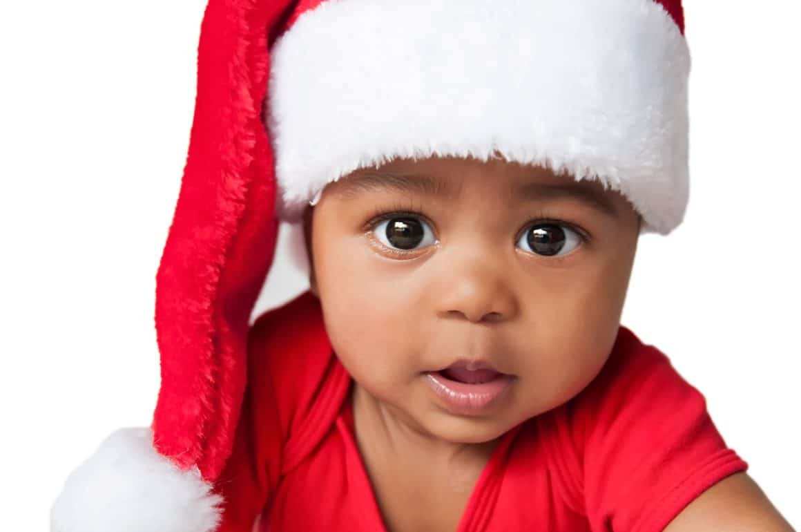 Black baby in a Black Santa Clause hat in Washington DC and Baltimore region