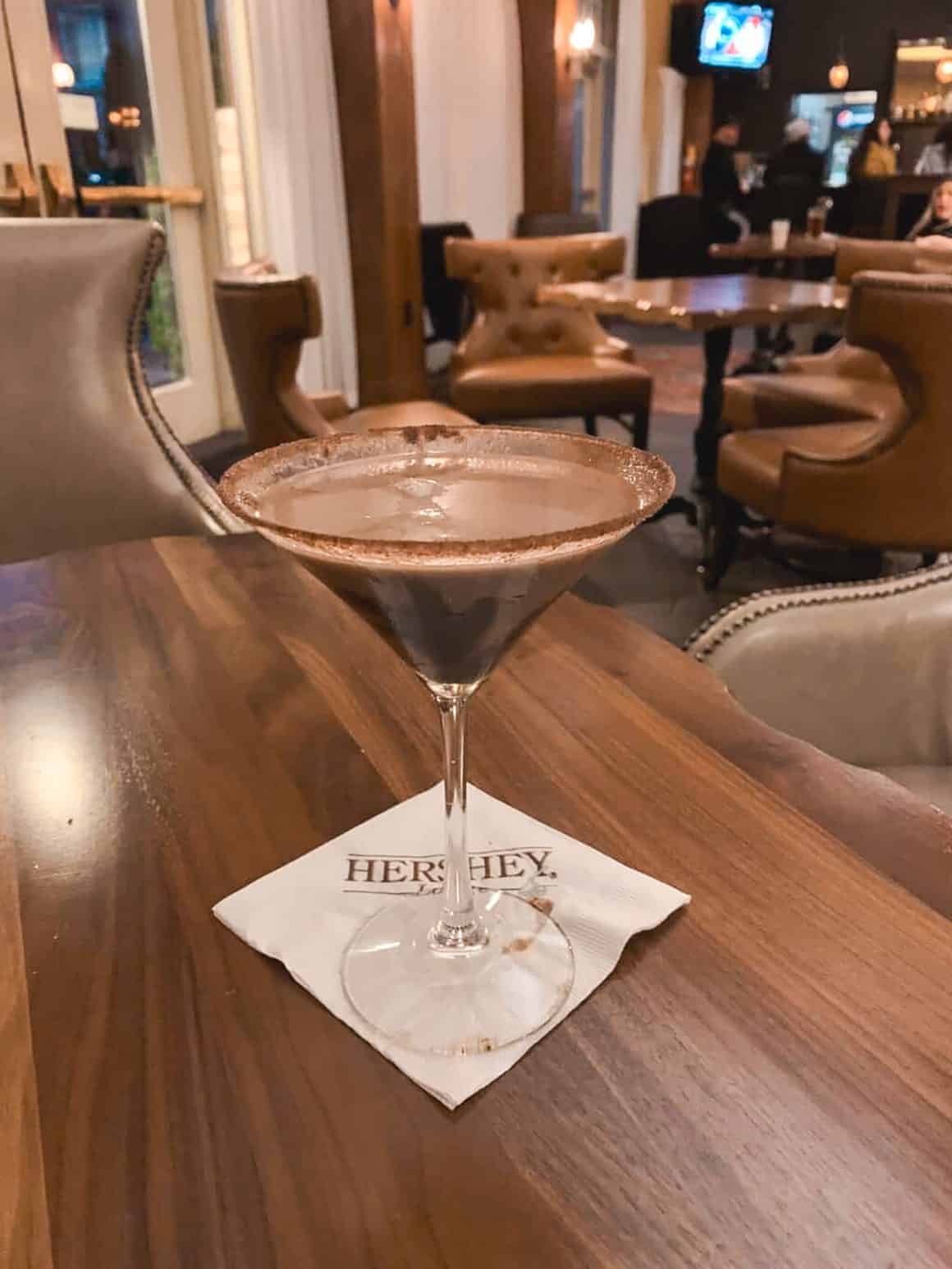 Chocolate Martini at the Hershey Lodge in Hershey PA- photo credit Jenn Greene, travel expert and travel agent