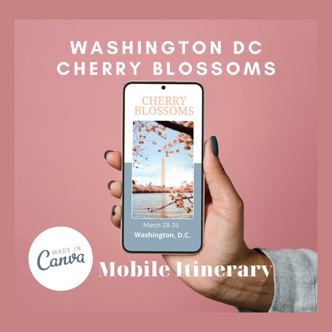 Washington DC Cherry Blossom Digital Travel Planner template for mobile created by Keryn Means DCTravelMag.com
